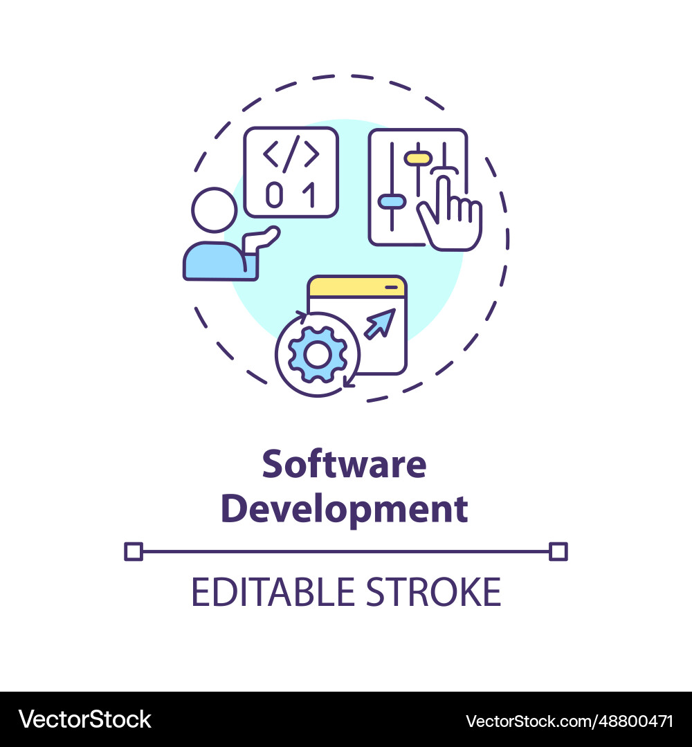 2d colorful thin linear icon software development 2d colorful thin linear icon software development vector image