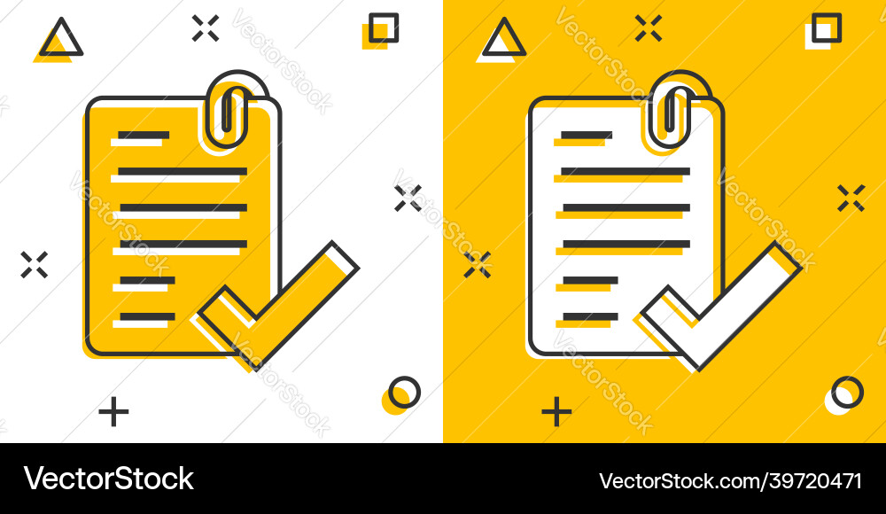 Approved document icon in comic style authorize Approved document icon in comic style authorize vector image