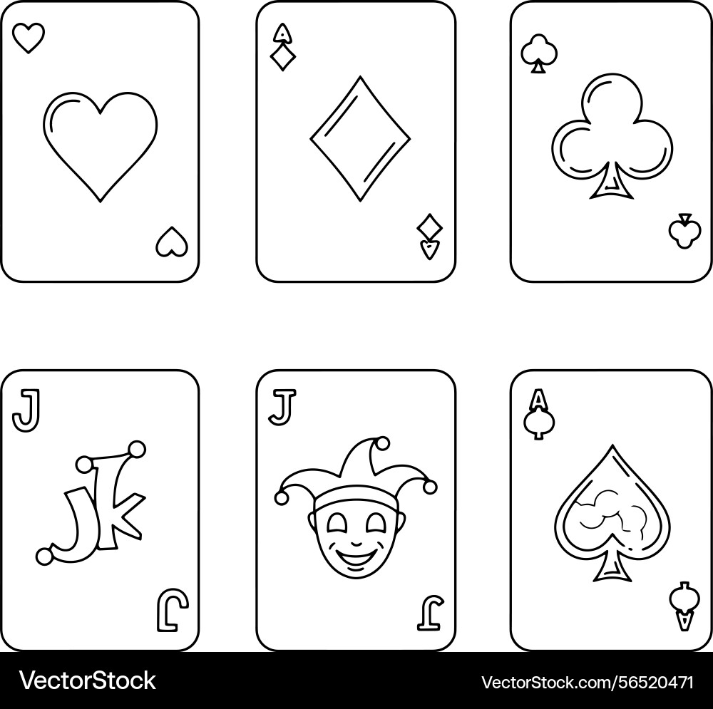 Beginner playing card sketch tutorial learn Vector Image