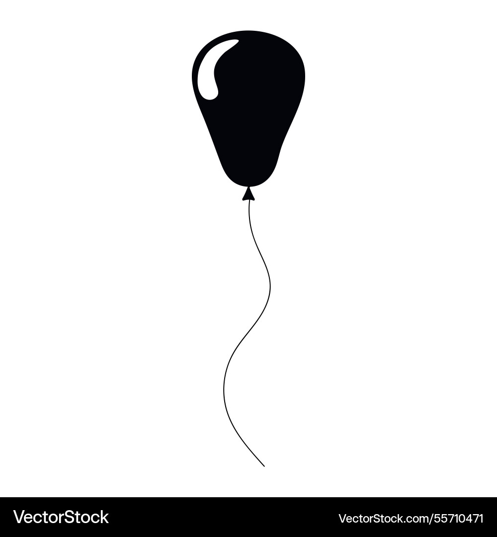 Black balloon floating above with a thin string Black balloon floating above with a thin string vector image