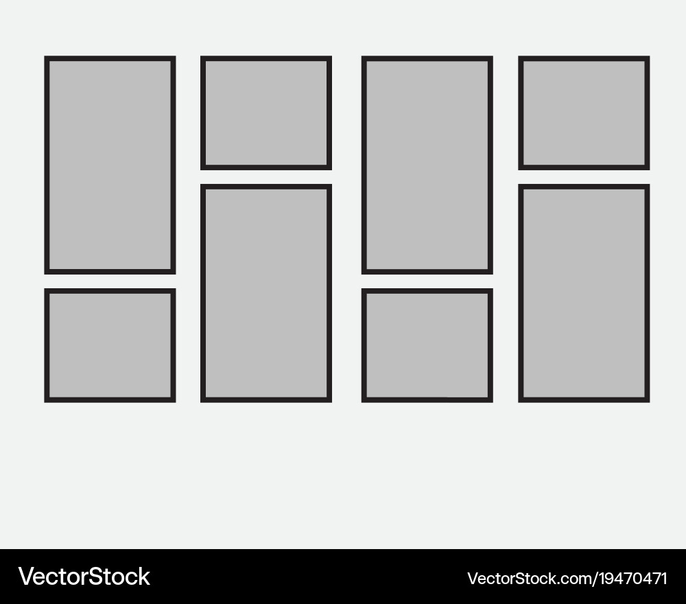 Blank photo frame set on wall design Vector Image