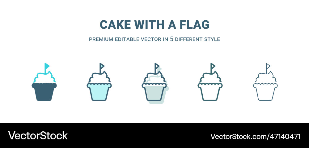 Cake with a flag icon in 5 different style Cake with a flag icon in 5 different style Vector Image