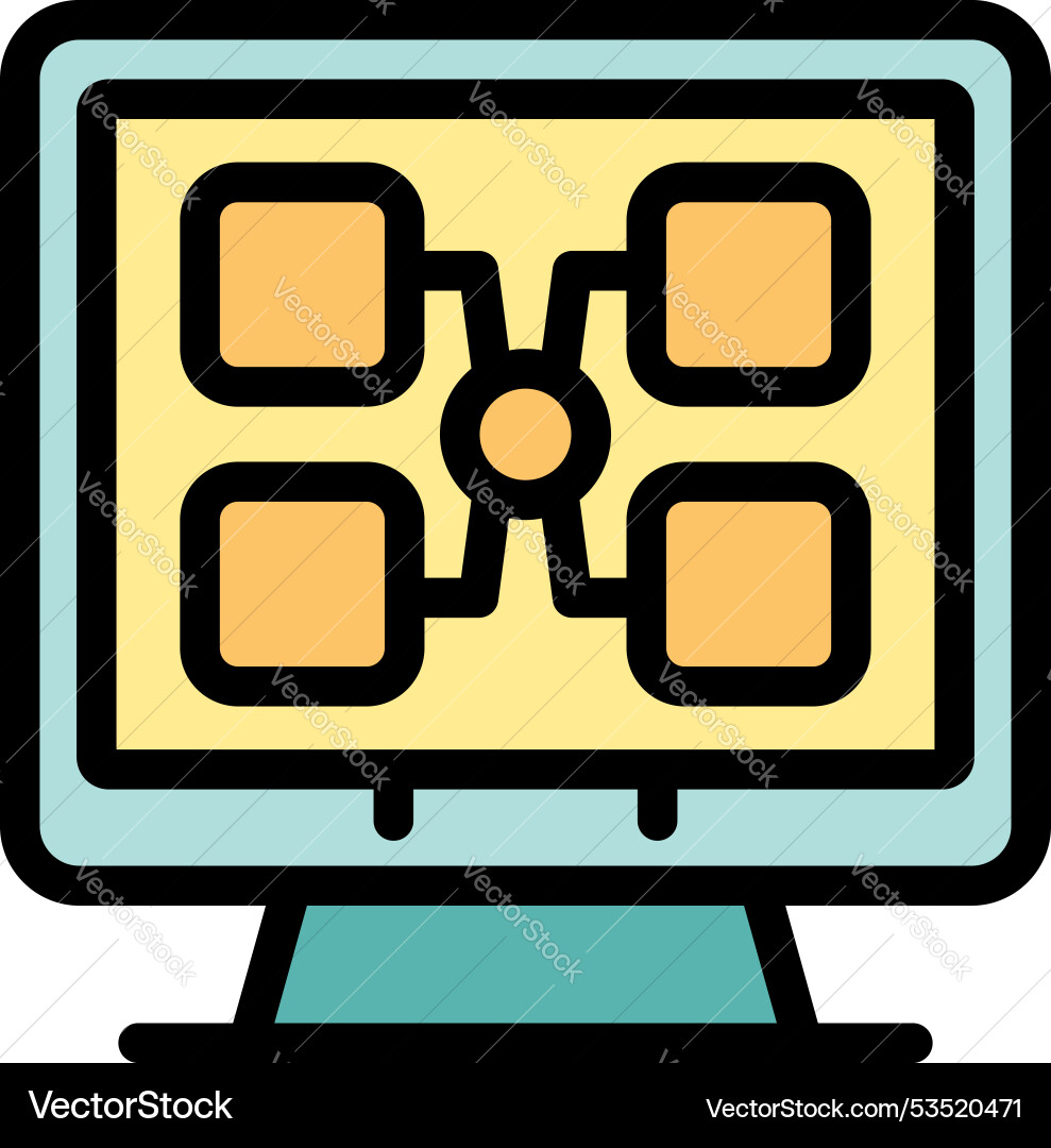 Computer displaying a mind map for brainstorming Computer displaying a mind map for brainstorming vector image
