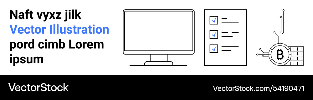 Digital workspace elements with monitor checklist Digital workspace elements with monitor checklist vector image