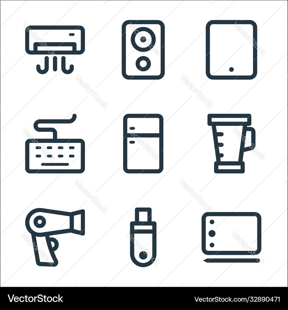 Electronic and device line icons linear set Vector Image
