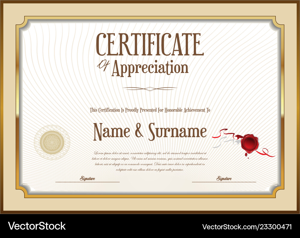 Elegantes Zertifikat oder Diplom Retro Vintage Vektorbild