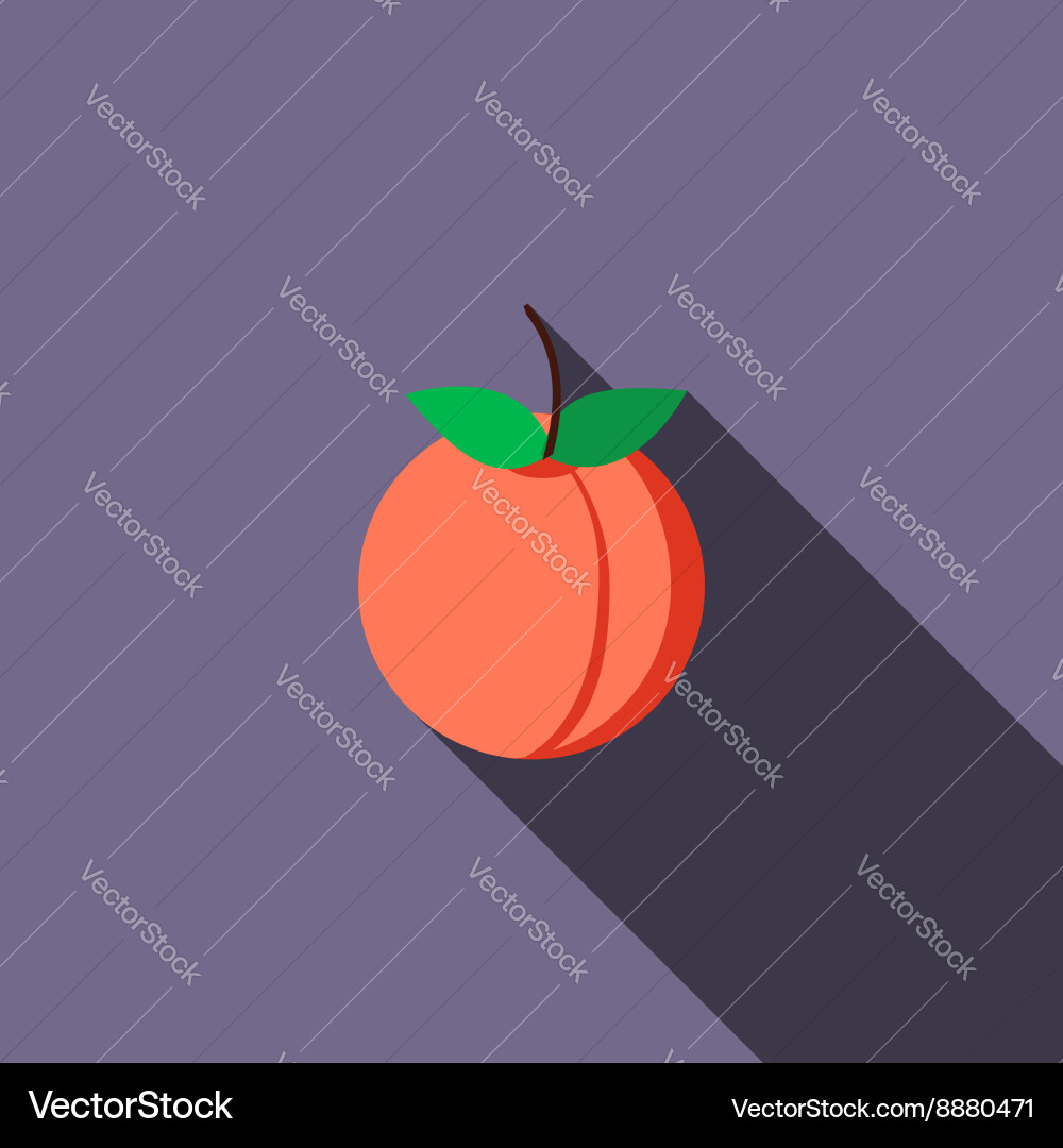 Flat Peach Icon with Shadow Vector Image