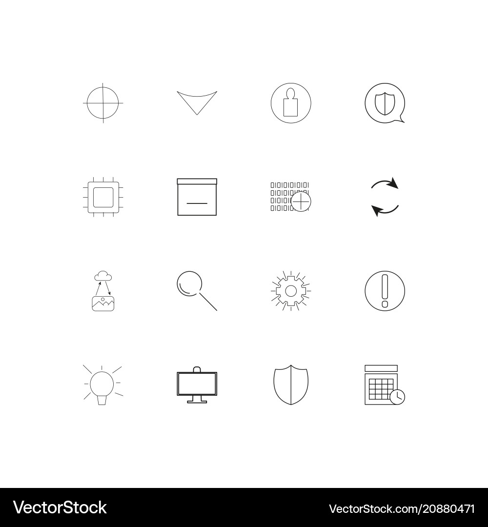 Internet technologies linear thin icons set vector image