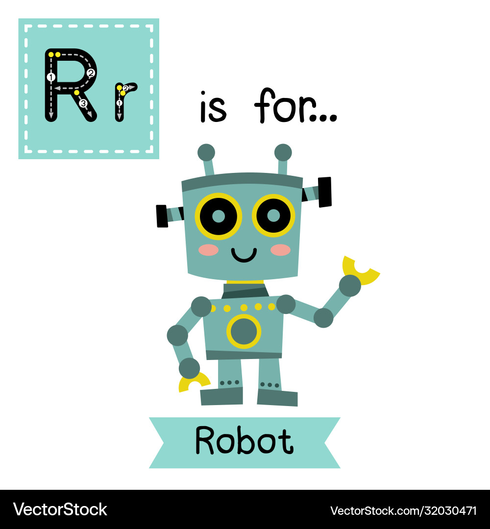 Letter r tracing robot Letter r tracing robot vector image