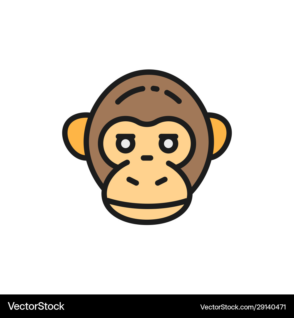 Monkey chimpanzee gorilla head flat color Monkey chimpanzee gorilla head flat color vector image