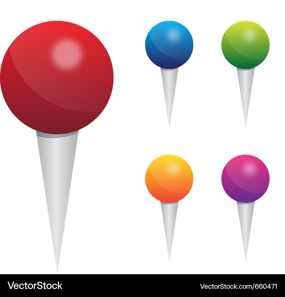 Push Pin Set - Colorful Collection Vector Image