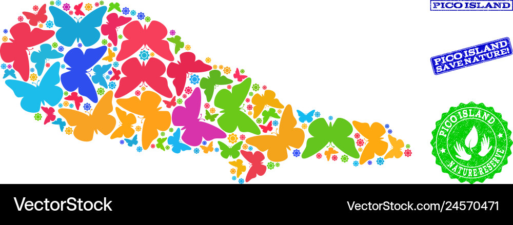 Save nature composition map pico island vector image