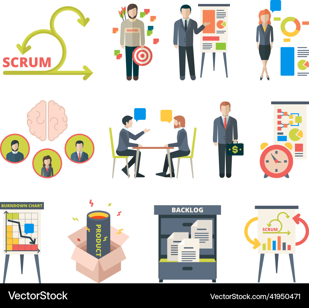 Scrum methodology project visualization Scrum methodology project visualization vector image