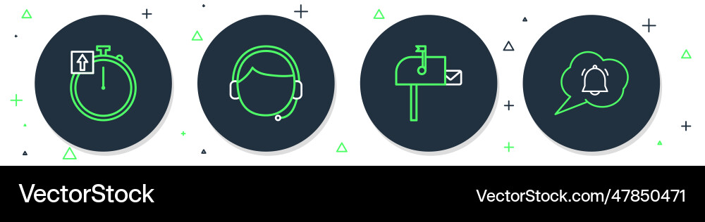 Set line man with a headset open mail box Set line man with a headset open mail box vector image