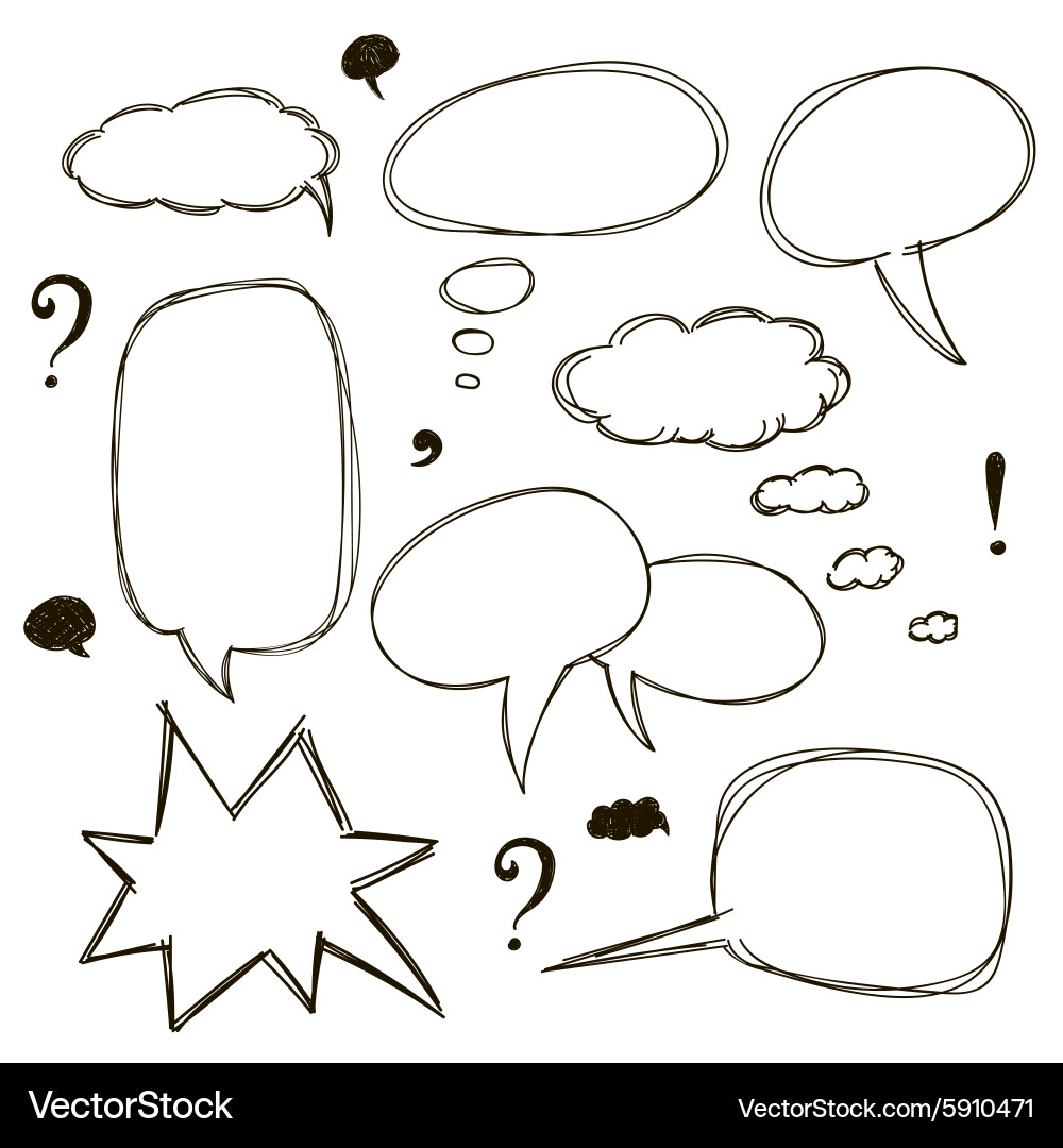 Set of sketch style speech bubbles Vector Image