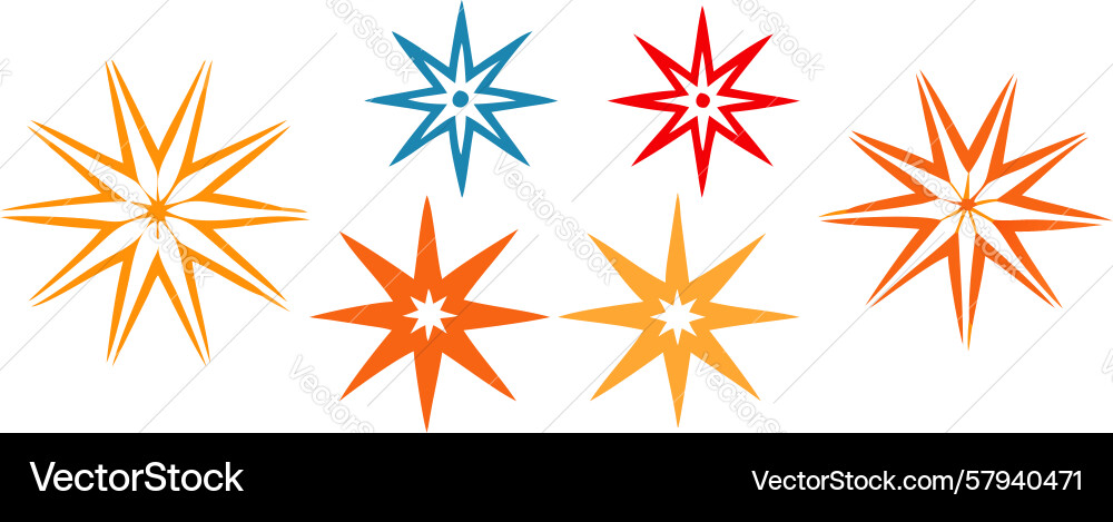 Simple Star & Asterisk Icons Vector Image