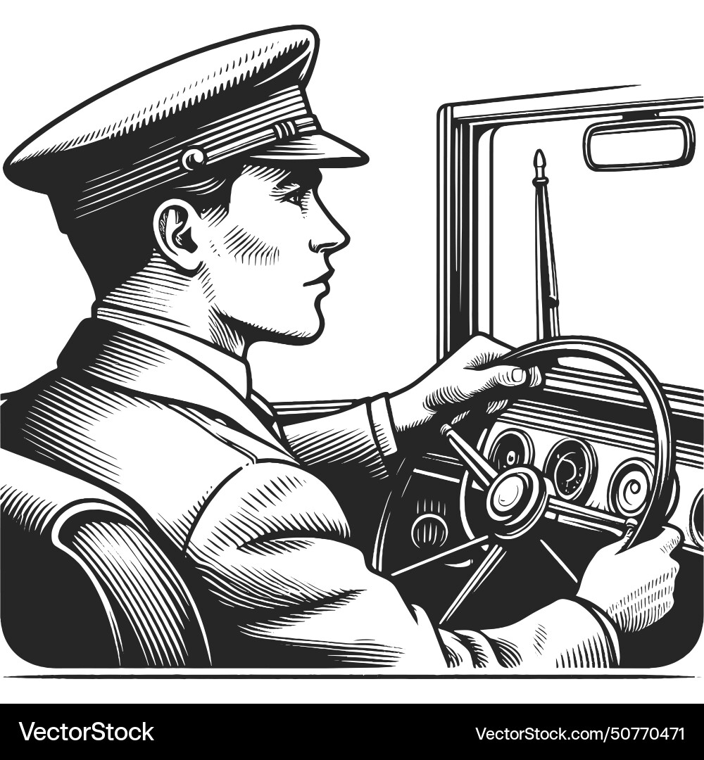 Vintage Polizeibeamter fahren klassisches Auto Vintage Polizeibeamter fahren klassisches Auto vektorbild