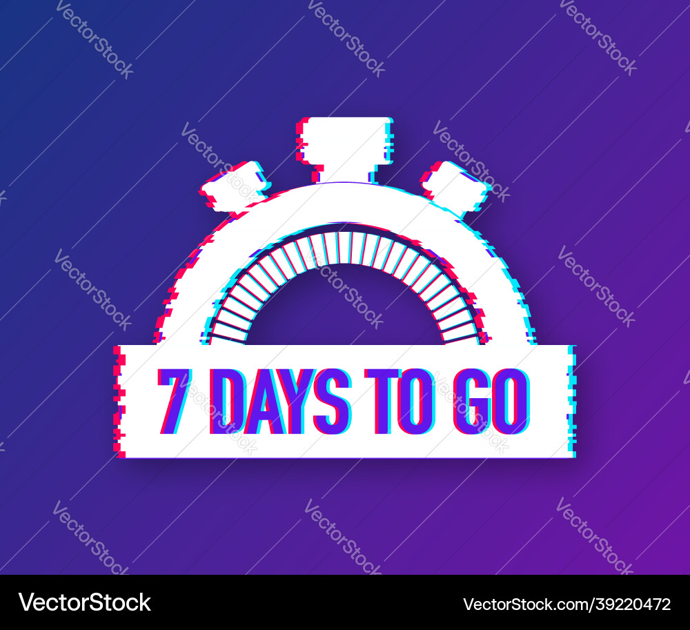 7 Tage zu gehen Gliitch-Stil Ikone 7 Tage zu gehen Gliitch-Stil Ikone vektorbild