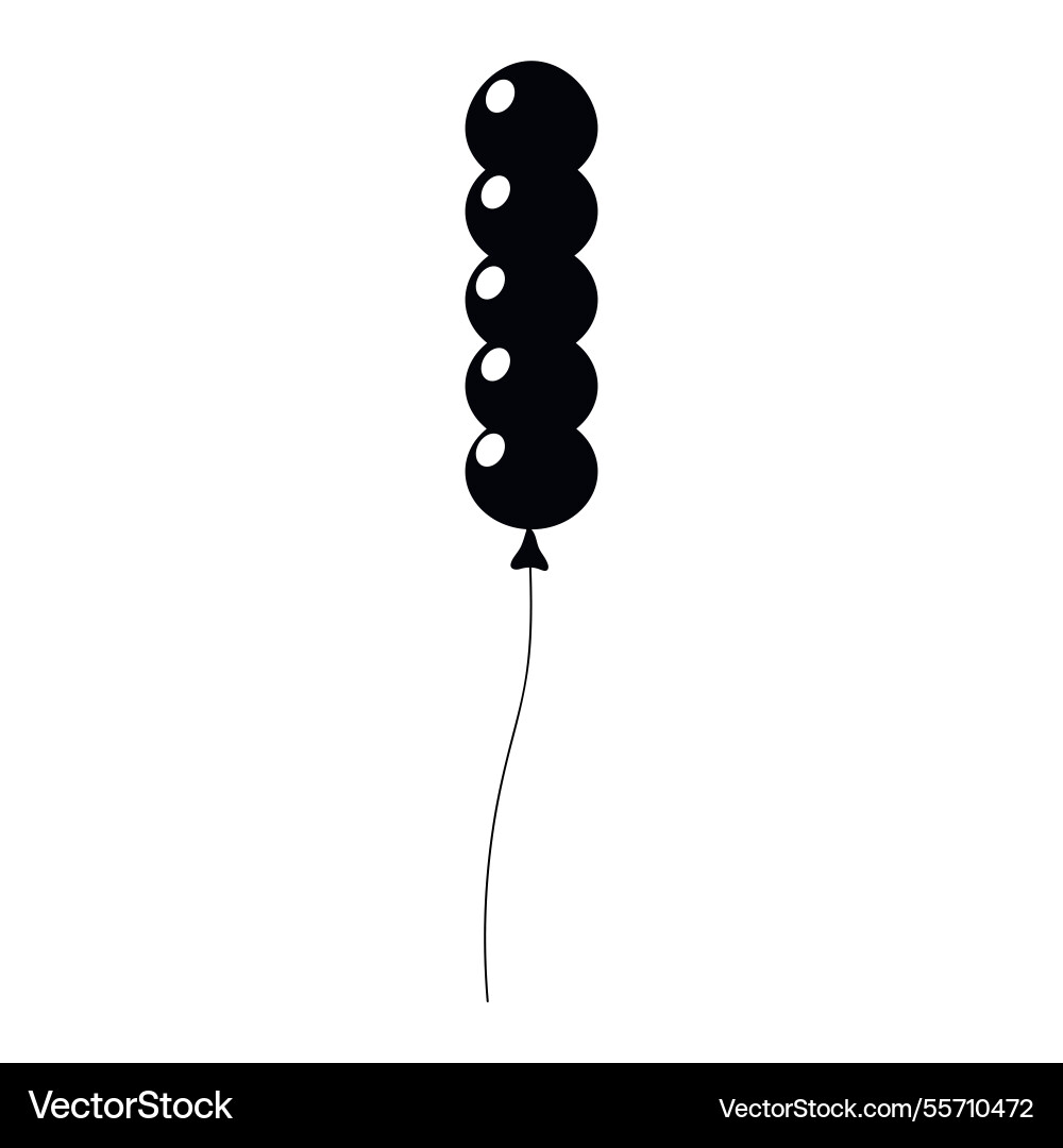 Black balloon tied with a string floating against Black balloon tied with a string floating against vector image