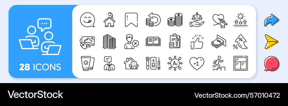 Cloud computing home and leader run line icons vector image