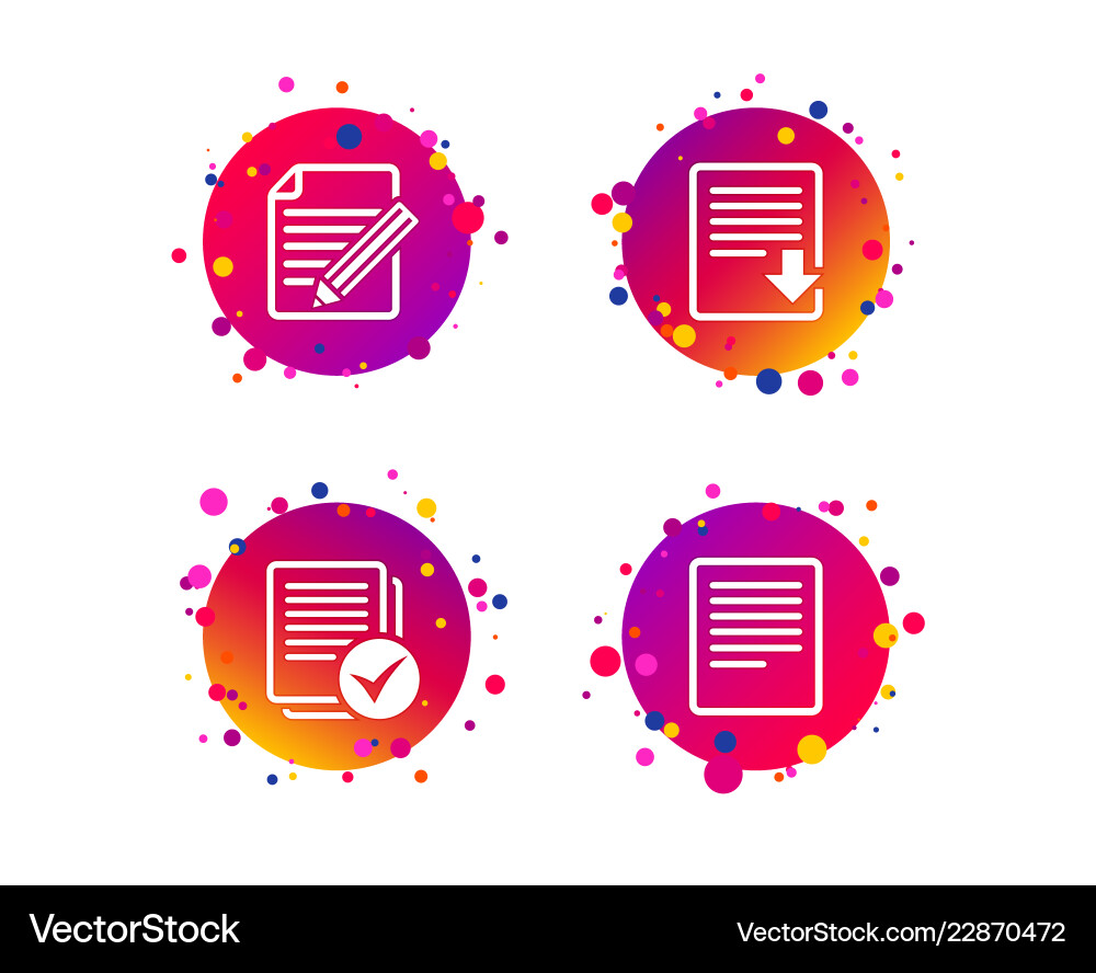 Document icons download file and checkbox vector image