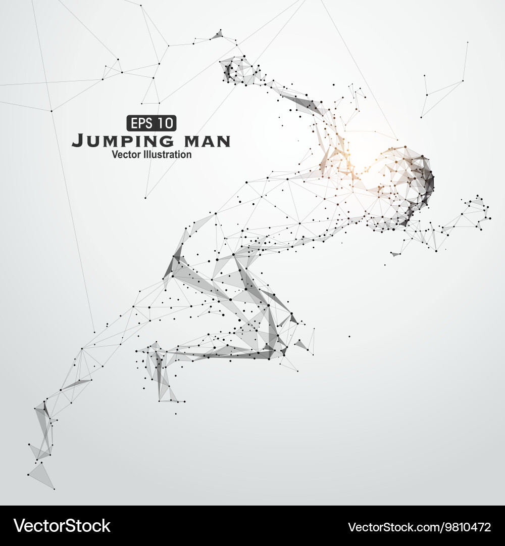 Dynamic Runner with Connected Lines vector image