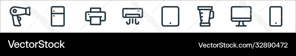 Electronic and device line icons linear set Electronic and device line icons linear set Vector Image