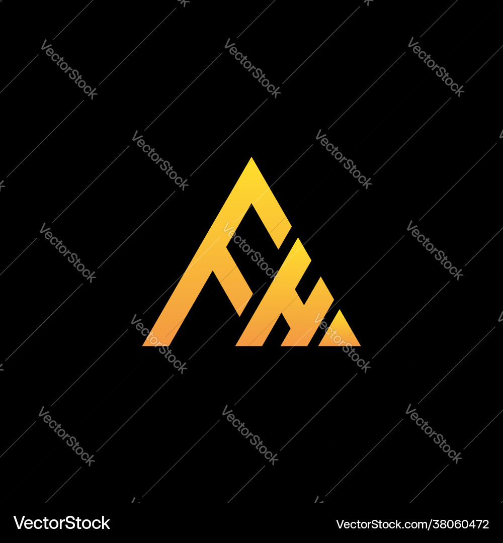 F h monogram initial logo with a yellow triangle F h monogram initial logo with a yellow triangle vector image