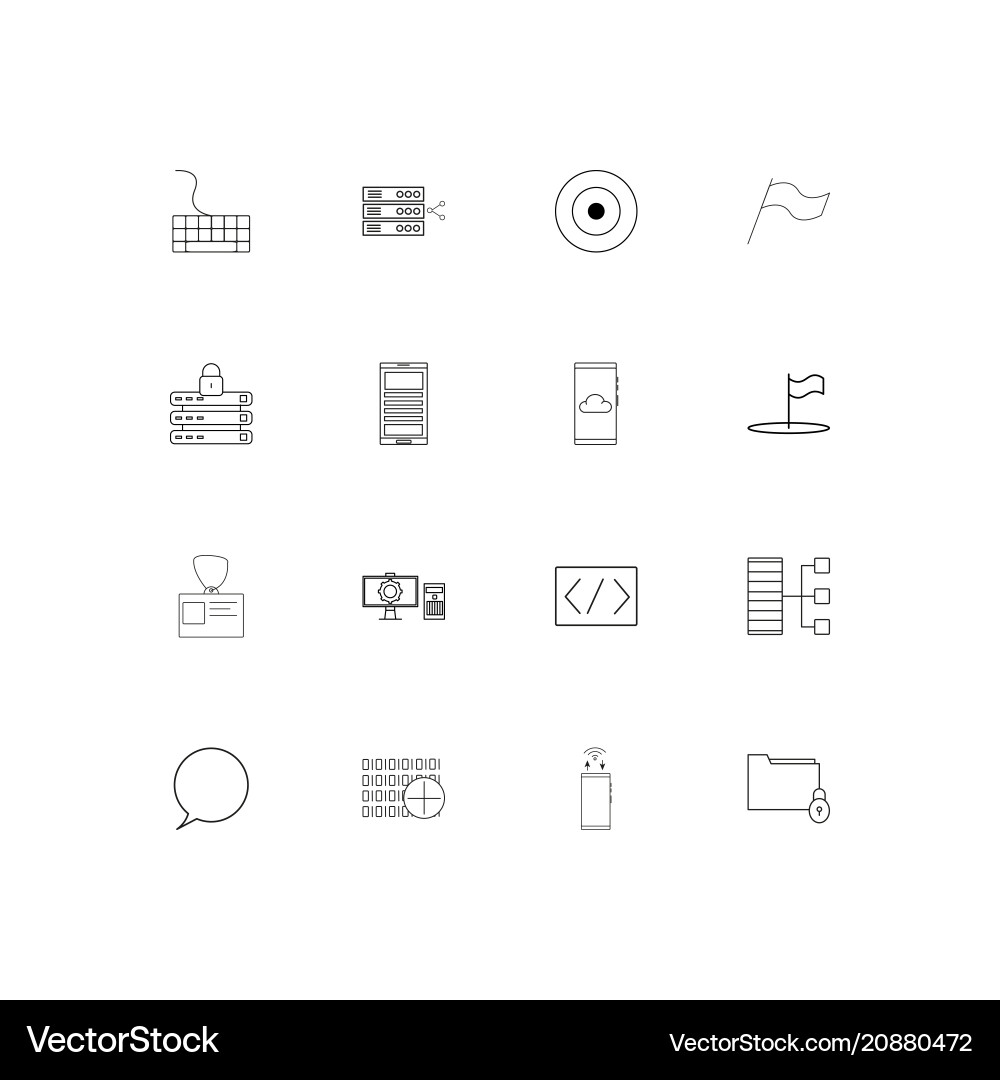 Internet technologies linear thin icons set vector image