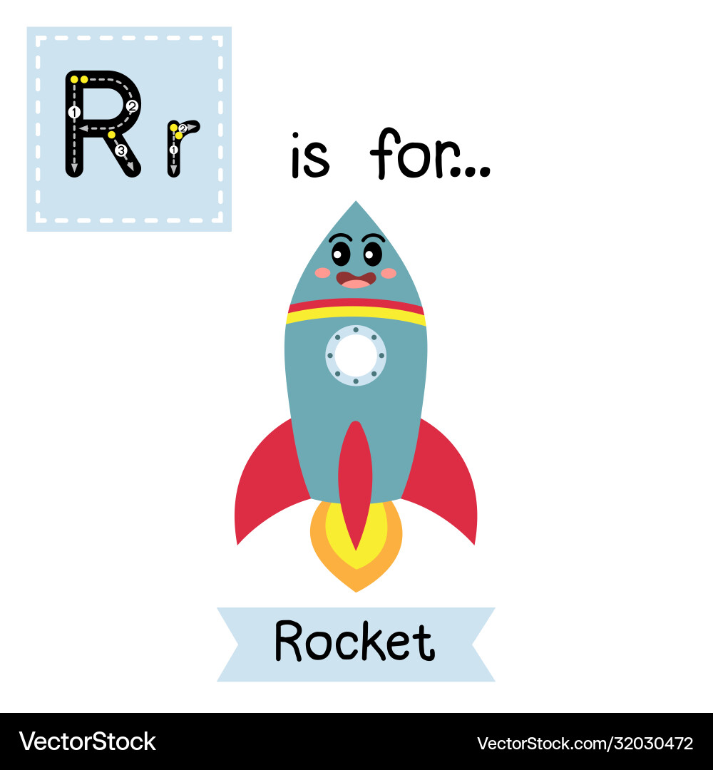 Letter r cute children colorful transportations Letter r cute children colorful transportations vector image