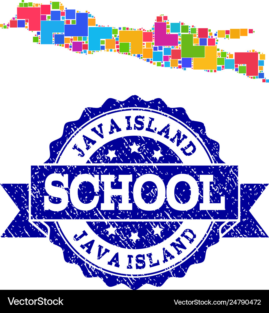 Mosaic map java island and scratched school Mosaic map java island and scratched school vector image