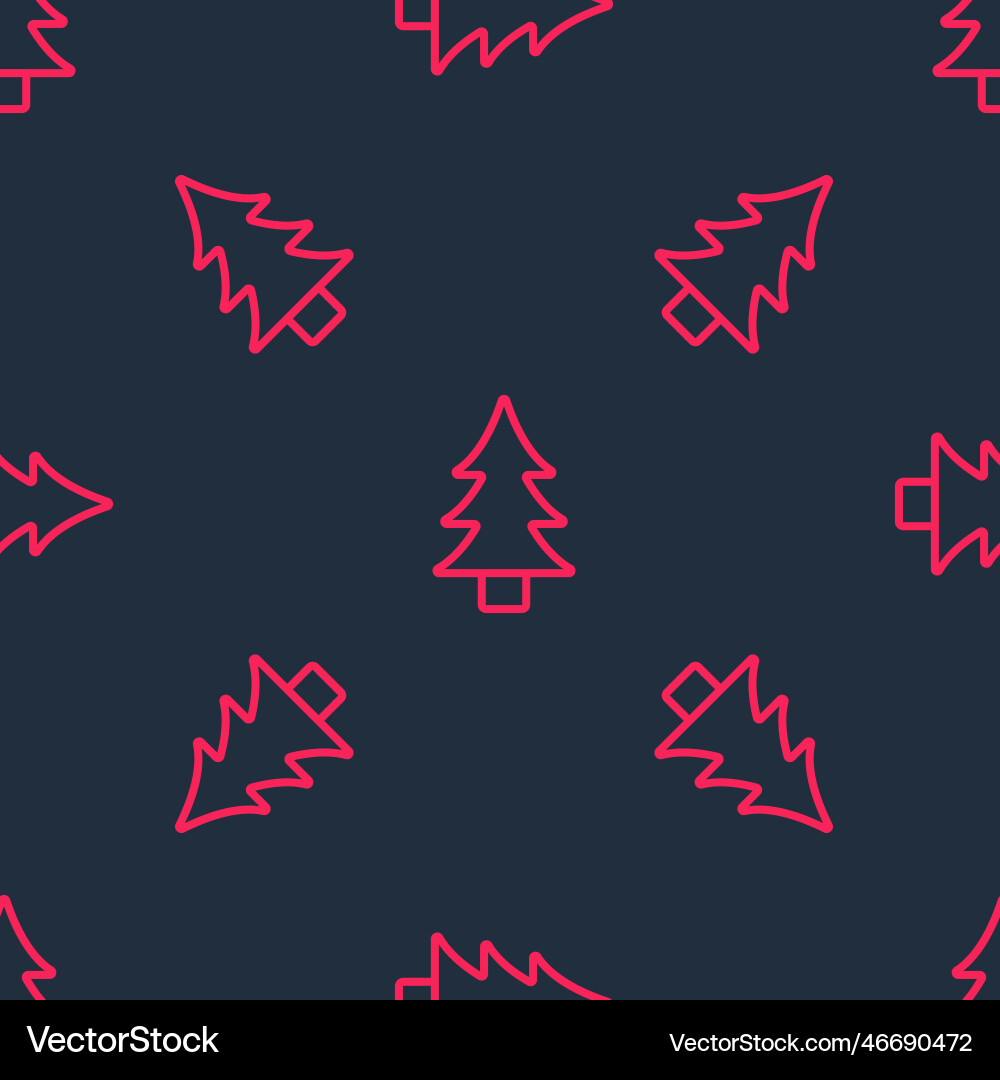 Red line tree icon isolated seamless pattern Red line tree icon isolated seamless pattern Vector Image