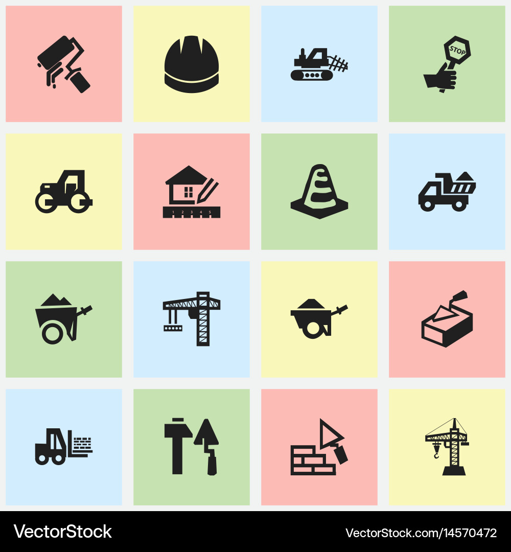 Set of 16 editable structure icons includes vector image