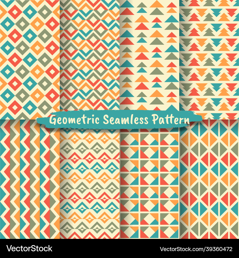 Set of abstract geometric seamless pattern Vector Image
