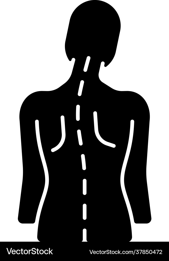 Spinal abnormalities black glyph icon Spinal abnormalities black glyph icon Vector Image