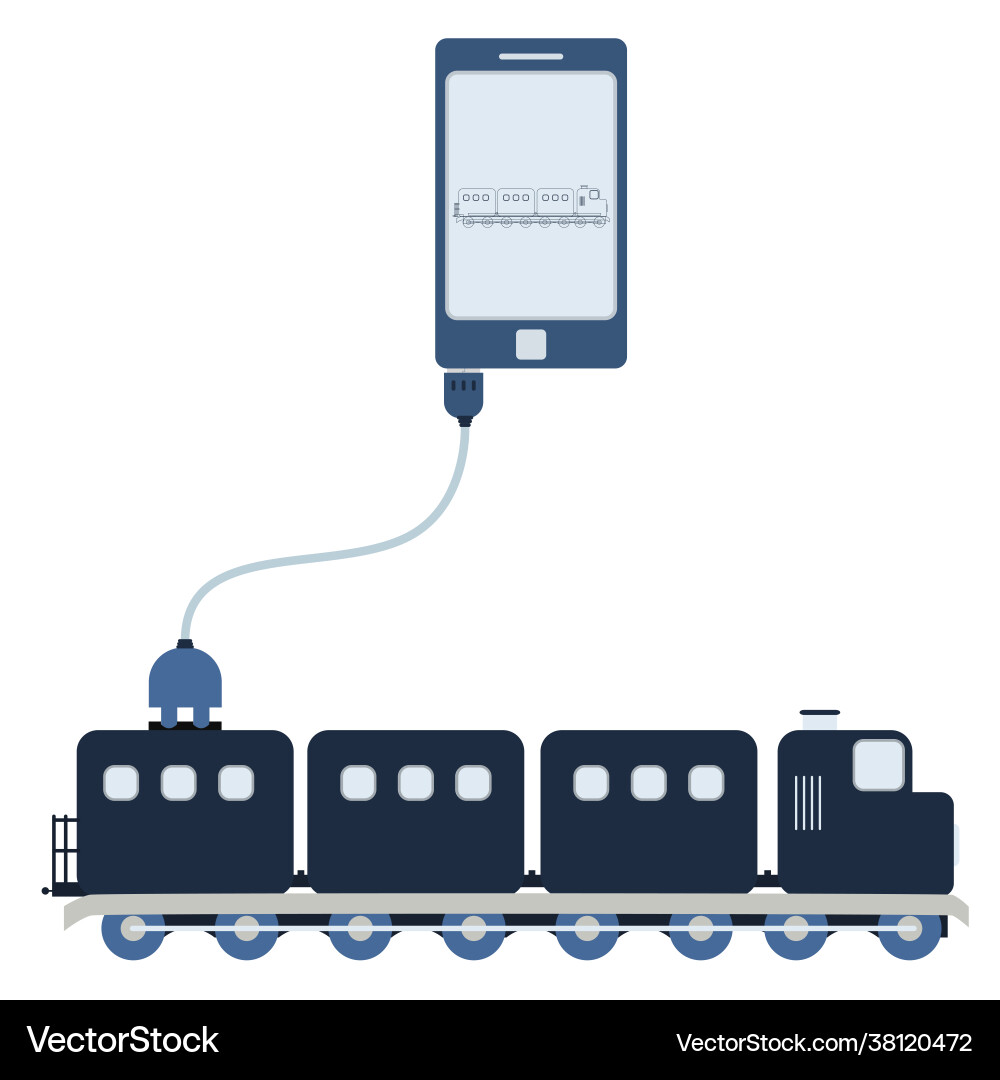 Train automation using cell phone Train automation using cell phone Vector Image