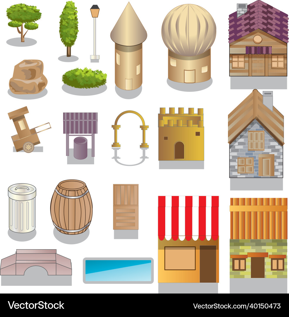2d side scrolling adventure game objects vector image