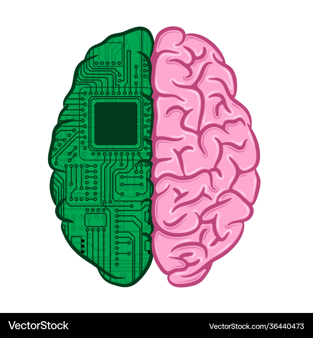 AI Brain Circuit Integration vector image