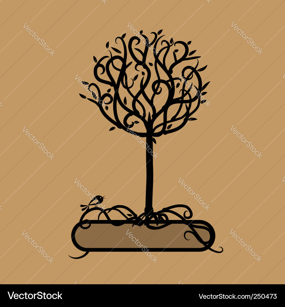 Elegant Tree Silhouette Vector Image
