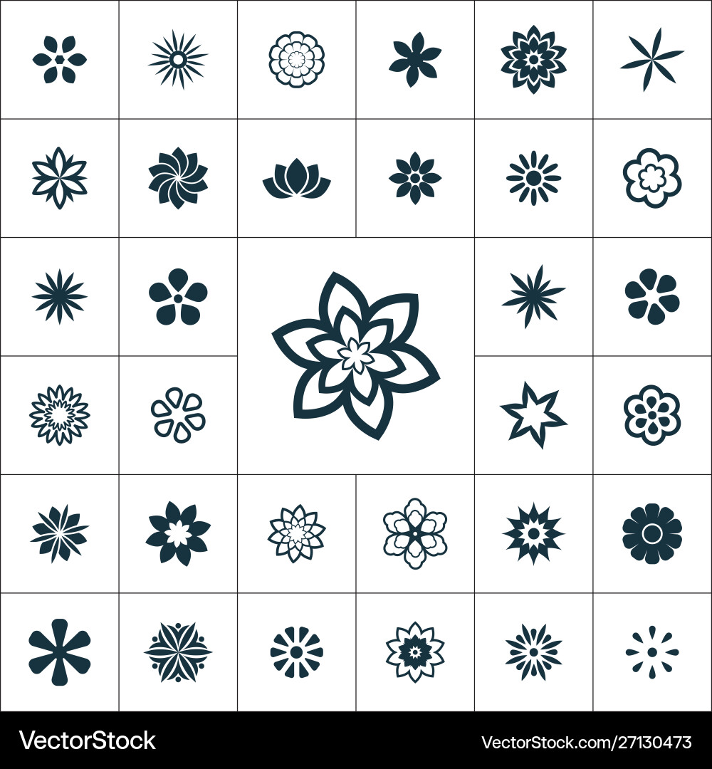 Flowers icons universal set for web and ui Vector Image