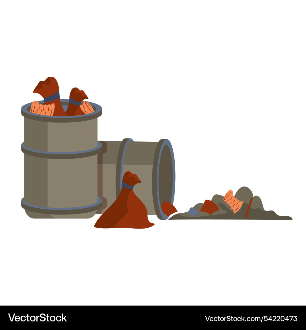 Garbage dump in flat design trash bins Vector Image