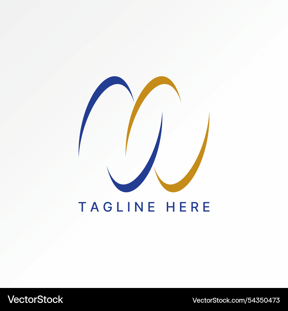 Graphic simple swoosh accent initial mw font Vector Image