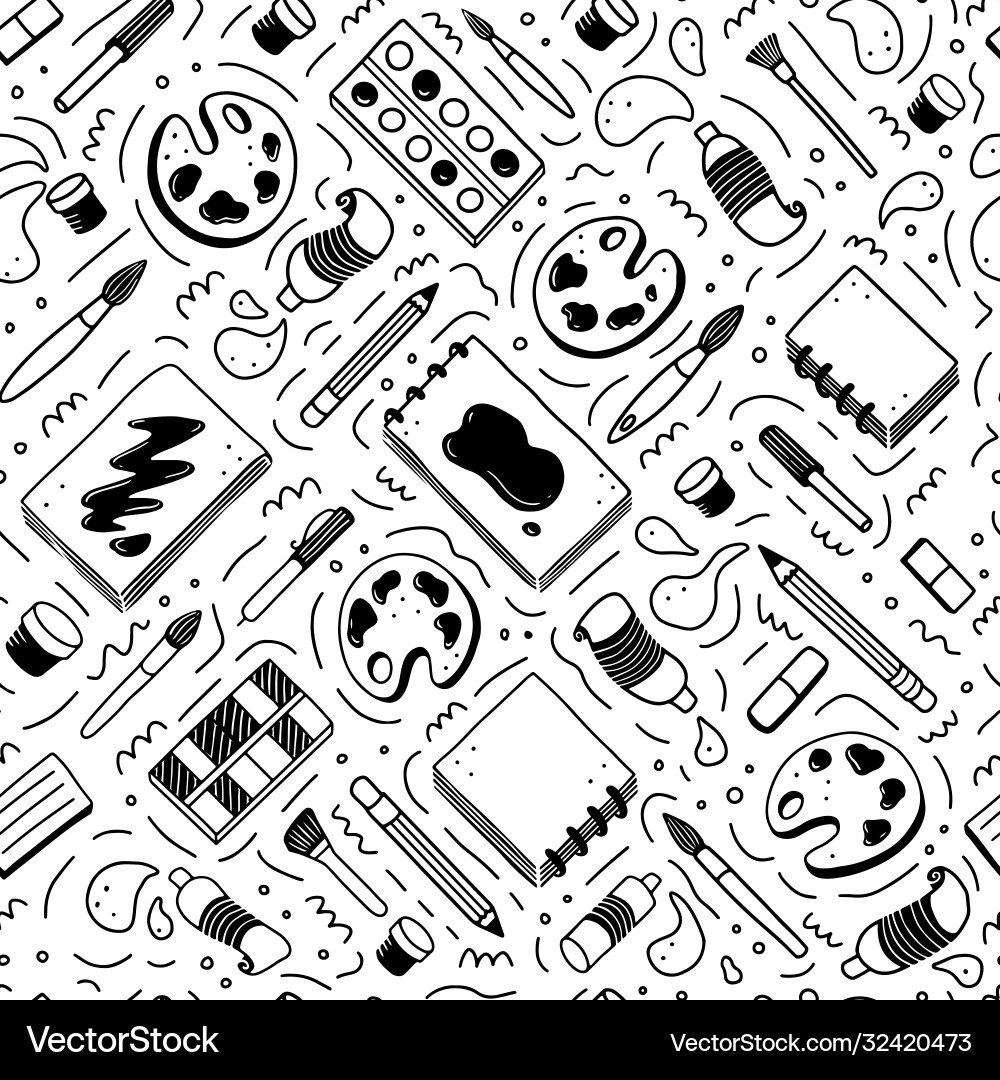 Hand drawn seamless pattern creative themes Hand drawn seamless pattern creative themes vector image