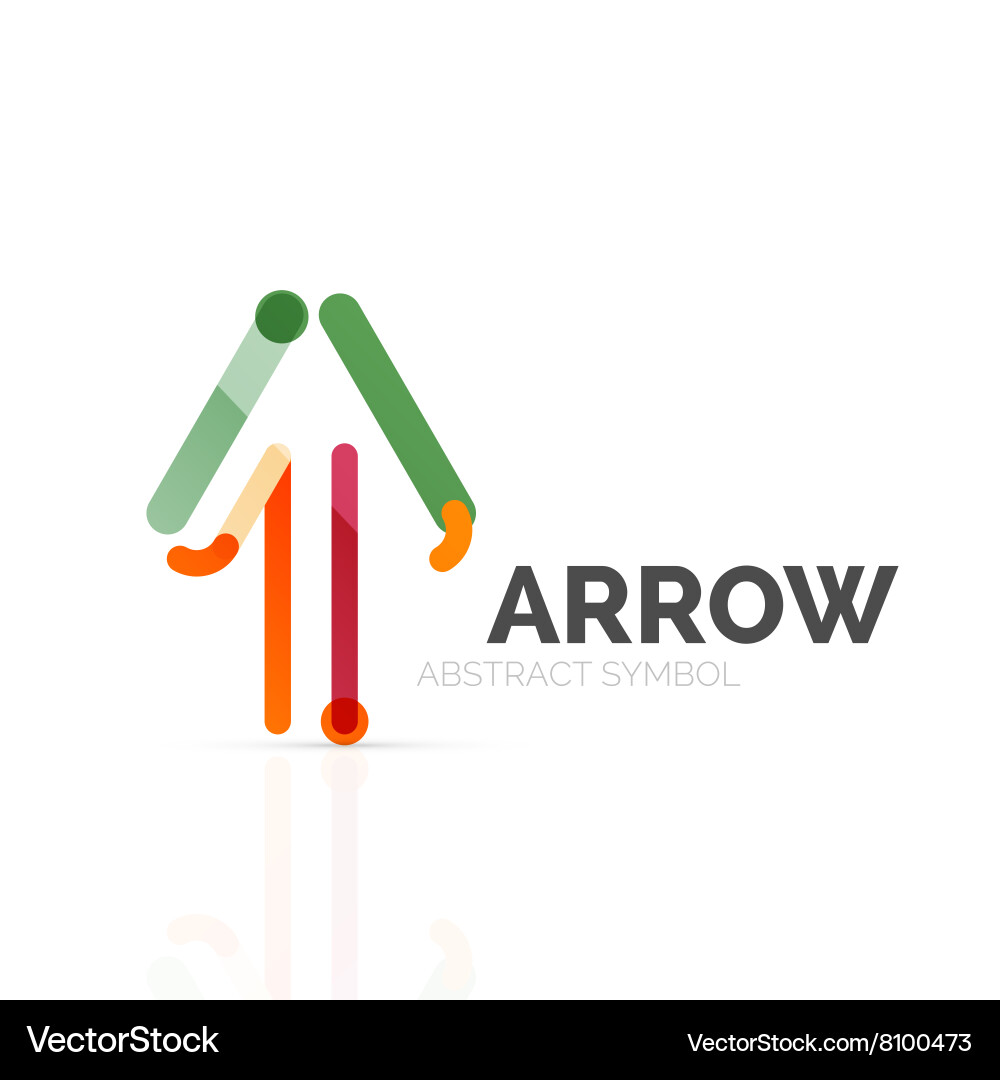 Linear arrow abstract logo connected multicolored Linear arrow abstract logo connected multicolored vector image