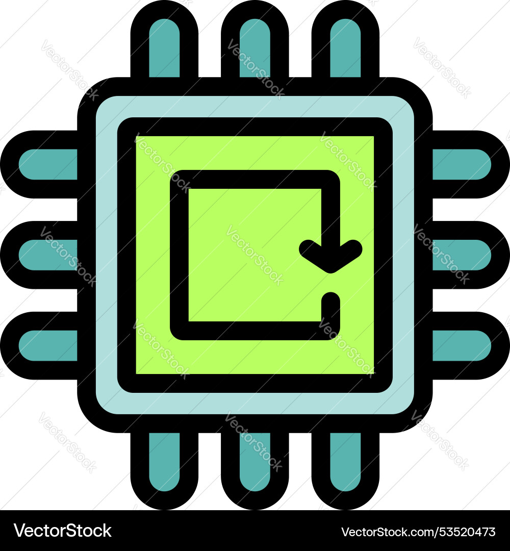 Microchip installing update with downloading arrow Microchip installing update with downloading arrow Vector Image