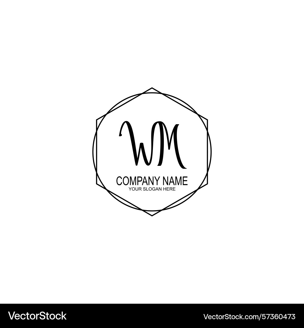 Minimalist handwritten wm initial logos with soft Vector Image
