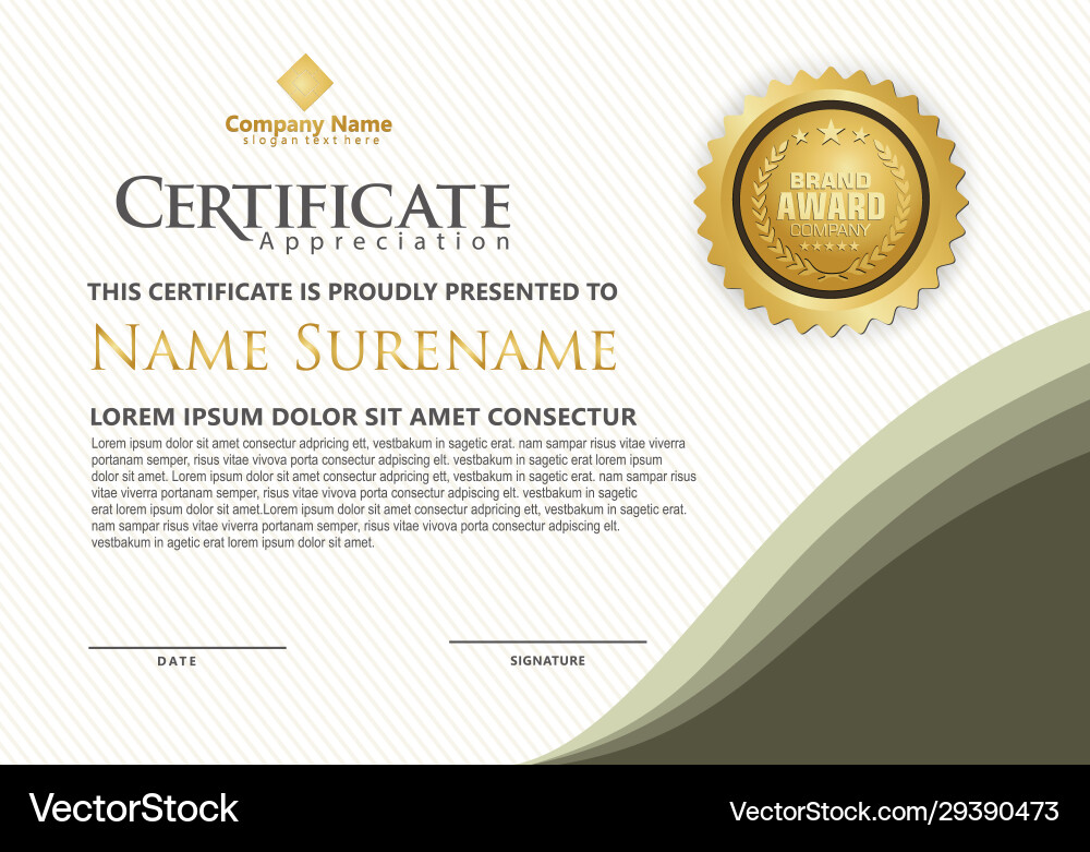 Modern certificate template with flow lines Vector Image