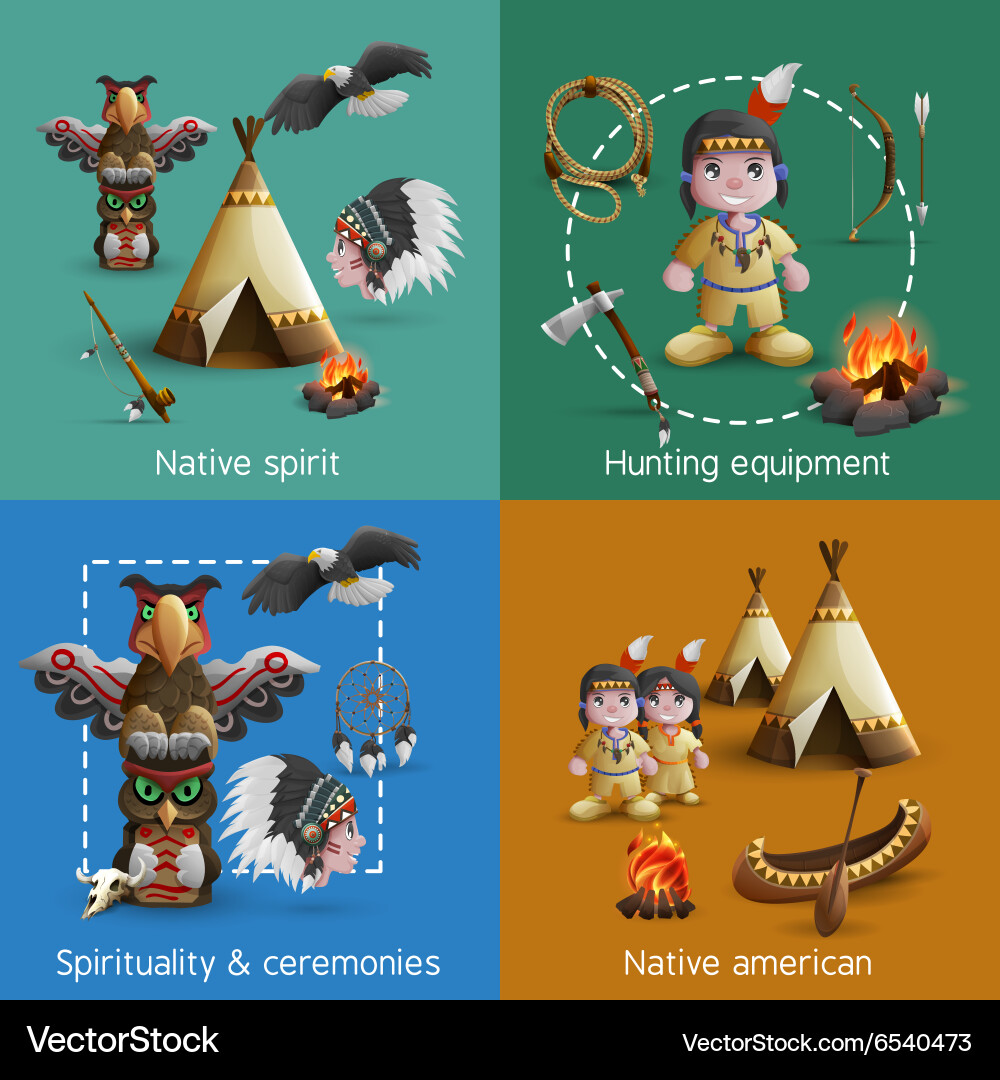 Native american design icons set Vector Image