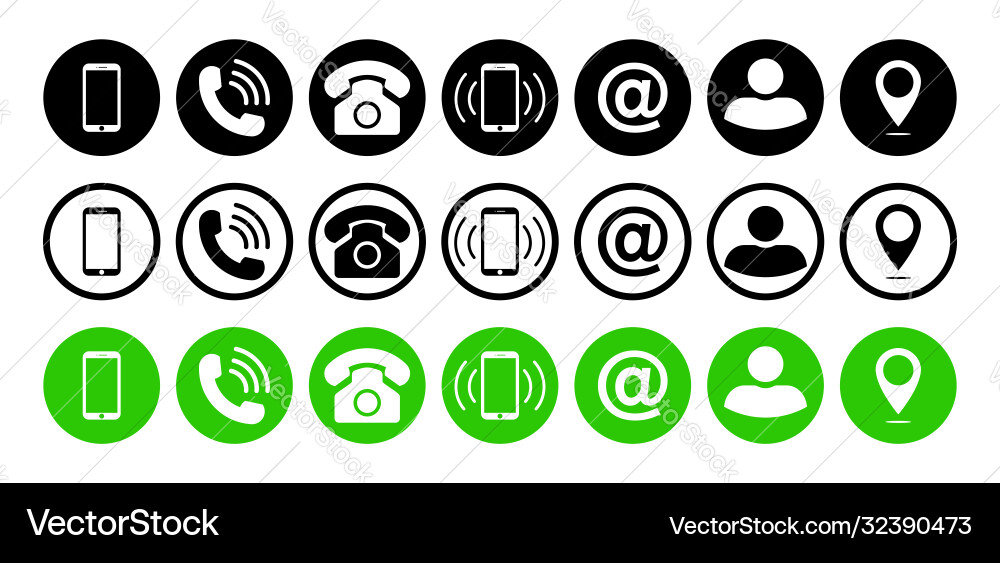 Phone icons symbol call hotline online service vector image