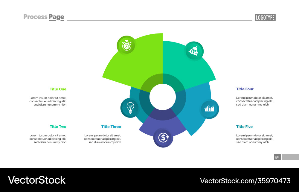 Pie chart with five elements template Pie chart with five elements template Vector Image